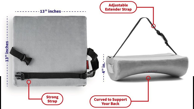 Lumbar Support Cushion Memory Foam Back strap for chair